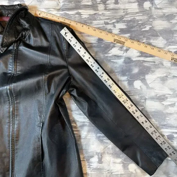 Kim Rogers Brown Genuine Leather Lined Full Zip Jacket Coat Women’s Size Large - Picture 10 of 11